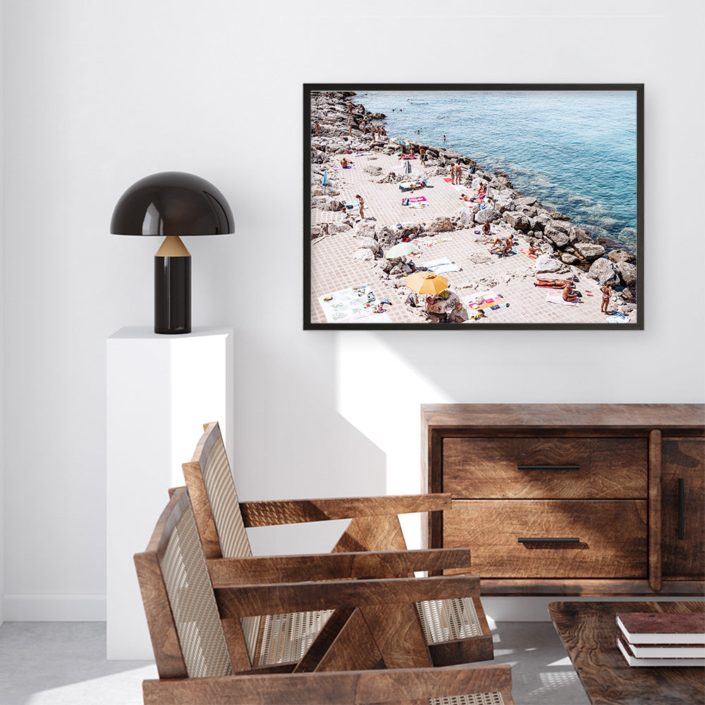 Shop Sunbaking in Salento Photo Art Print a coastal themed photography wall art print from The Print Emporium wall artwork collection - Buy Australian made fine art poster and framed prints for the home and your interior decor, TPE-1193-AP