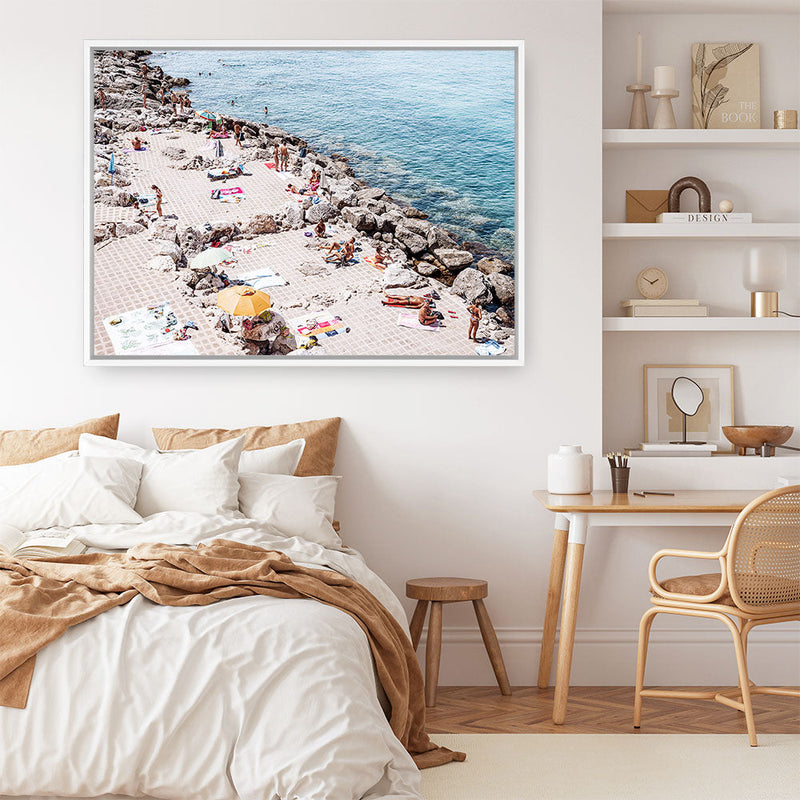 Shop Sunbaking in Salento Photo Canvas Print a coastal themed photography framed stretched canvas print from The Print Emporium wall artwork collection - Buy Australian made prints for the home and your interior decor space, TPE-1193-CA-35X46-NF