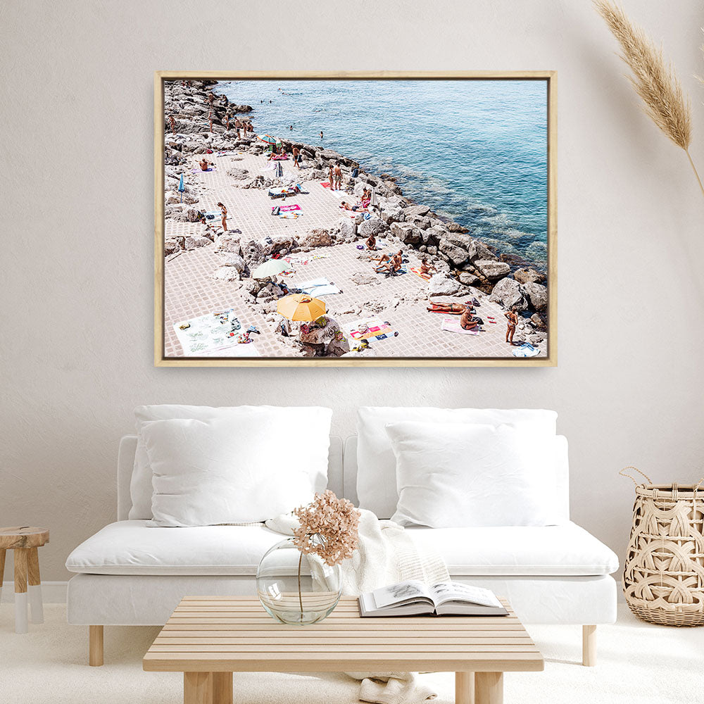 Shop Sunbaking in Salento Photo Canvas Print a coastal themed photography framed stretched canvas print from The Print Emporium wall artwork collection - Buy Australian made prints for the home and your interior decor space, TPE-1193-CA-35X46-NF
