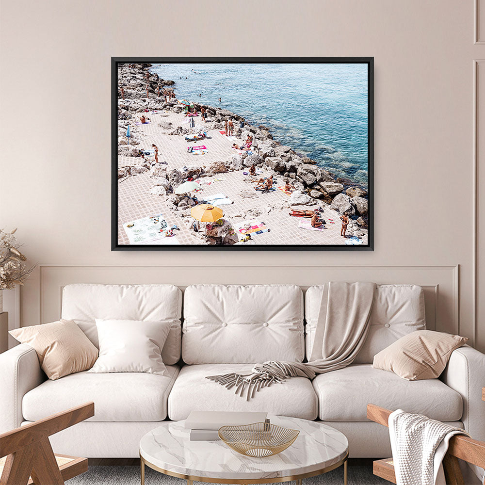 Shop Sunbaking in Salento Photo Canvas Print a coastal themed photography framed stretched canvas print from The Print Emporium wall artwork collection - Buy Australian made prints for the home and your interior decor space, TPE-1193-CA-35X46-NF
