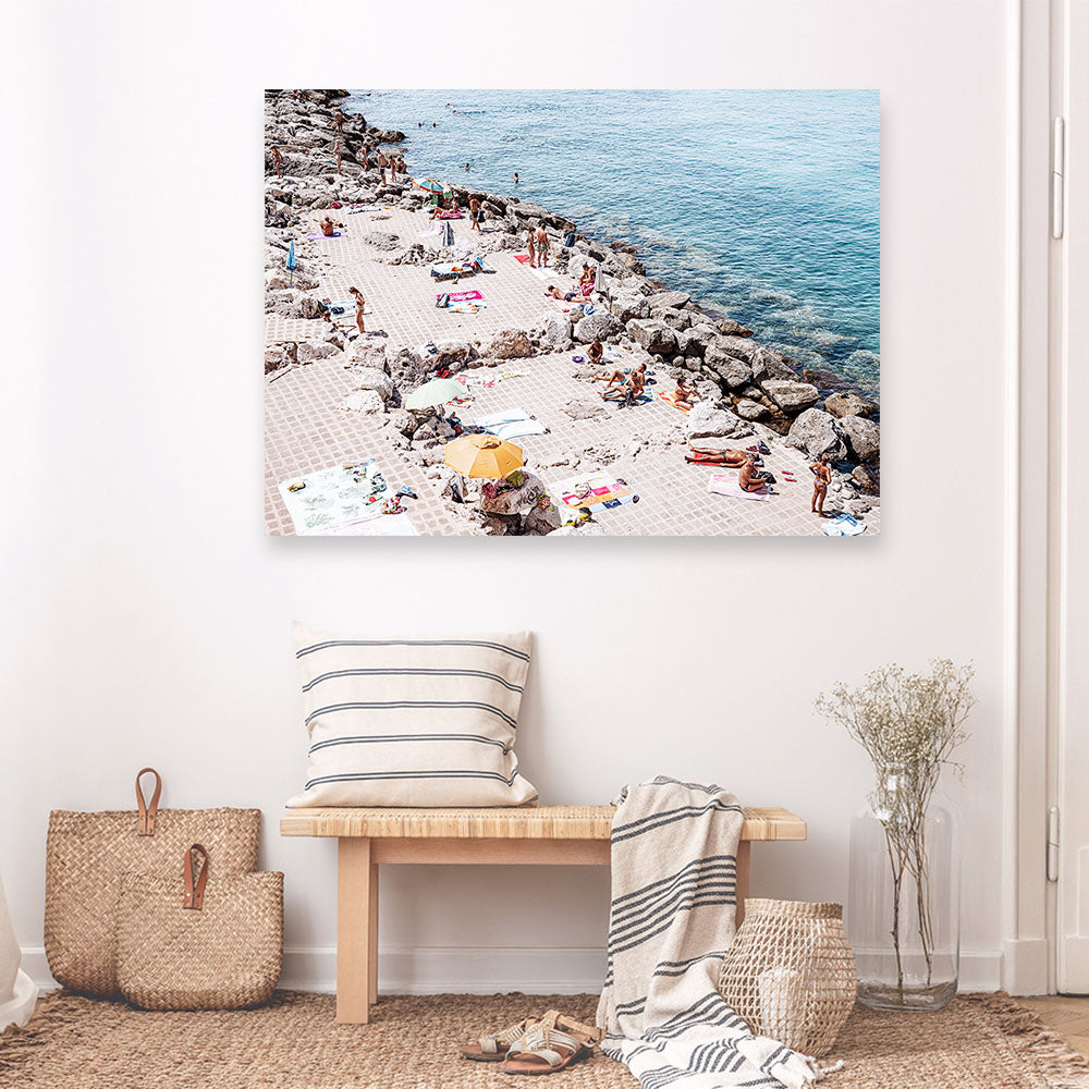 Shop Sunbaking in Salento Photo Canvas Print a coastal themed photography framed stretched canvas print from The Print Emporium wall artwork collection - Buy Australian made prints for the home and your interior decor space, TPE-1193-CA-35X46-NF