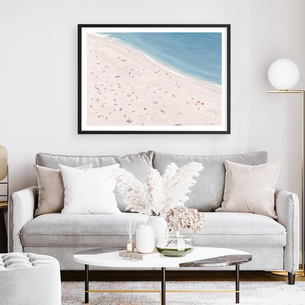 Shop Sunbathers Art Print a coastal themed painted wall art print from The Print Emporium wall artwork collection - Buy Australian made fine art painting style poster and framed prints for the home and your interior decor room, TPE-037-AP