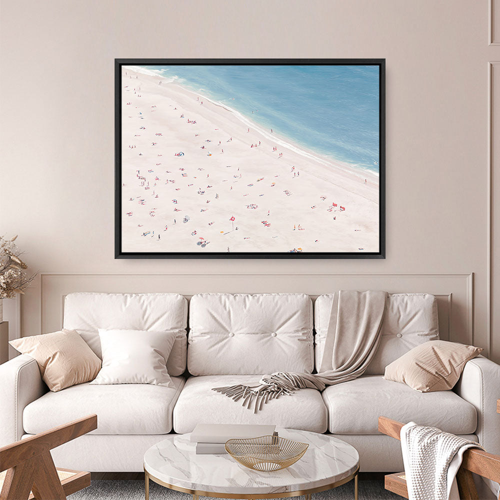 Shop Sunbathers Canvas Print a coastal themed painted framed canvas wall art print from The Print Emporium artwork collection - Buy Australian made fine art painting style stretched canvas prints for the home and your interior decor space, TPE-037-CA-35X46-NF