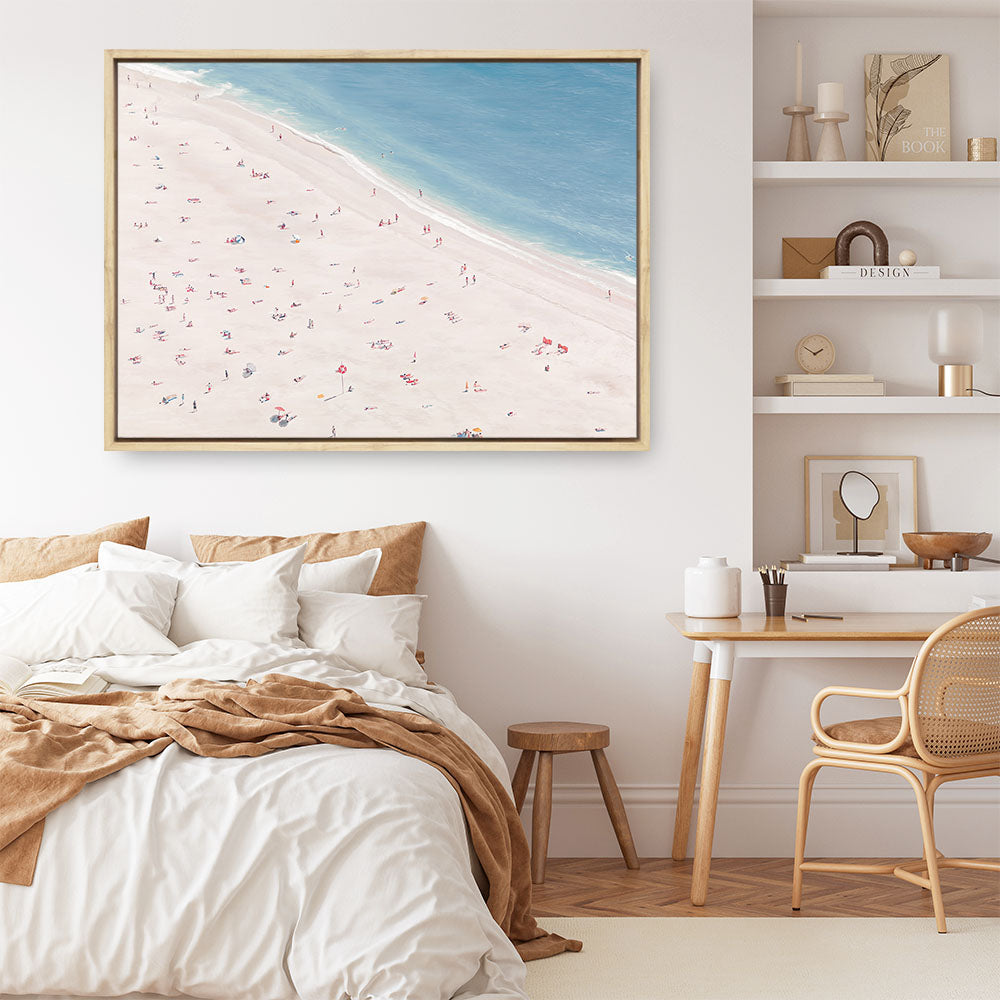 Shop Sunbathers Canvas Print a coastal themed painted framed canvas wall art print from The Print Emporium artwork collection - Buy Australian made fine art painting style stretched canvas prints for the home and your interior decor space, TPE-037-CA-35X46-NF