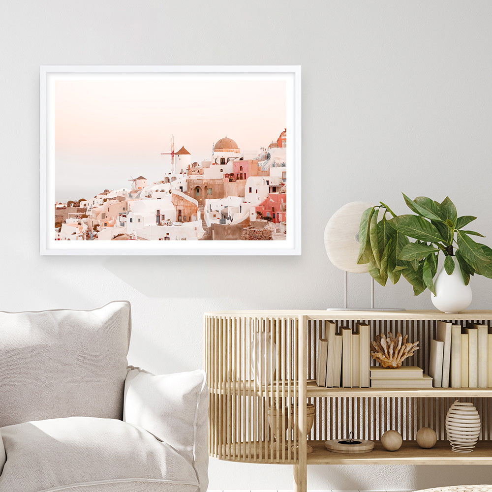 Shop Sunset in Santorini Photo Art Print a photography wall art print from The Print Emporium wall artwork collection - Buy Australian made fine art poster and framed prints for the home and your interior decor room, TPE-1301-AP