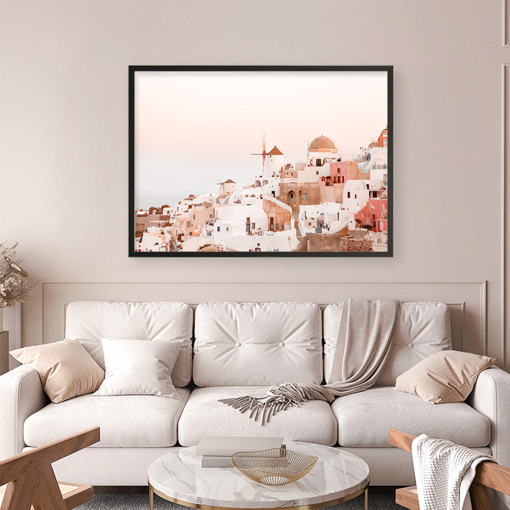 Shop Sunset in Santorini Photo Art Print a photography wall art print from The Print Emporium wall artwork collection - Buy Australian made fine art poster and framed prints for the home and your interior decor room, TPE-1301-AP