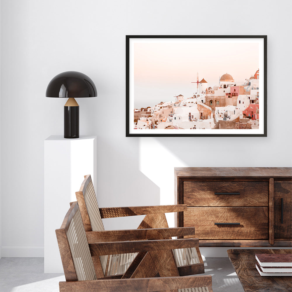 Shop Sunset in Santorini Photo Art Print a photography wall art print from The Print Emporium wall artwork collection - Buy Australian made fine art poster and framed prints for the home and your interior decor room, TPE-1301-AP