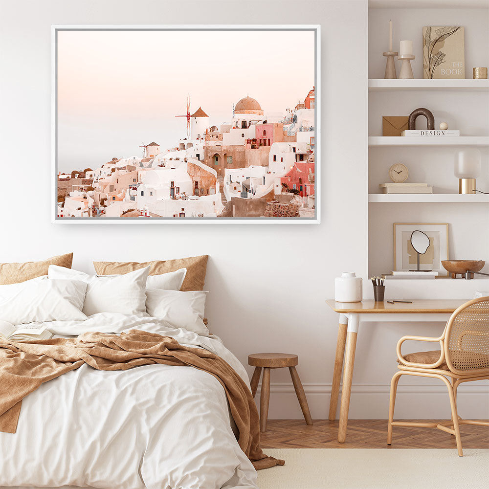 Shop Sunset in Santorini Photo Canvas Print a photography framed stretched canvas print from The Print Emporium wall artwork collection - Buy Australian made prints for the home and your interior decor space, TPE-1301-CA-35X46-NF