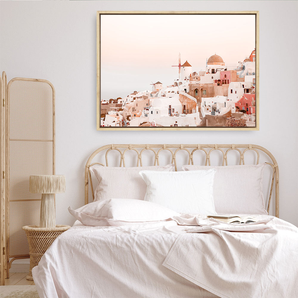 Shop Sunset in Santorini Photo Canvas Print a photography framed stretched canvas print from The Print Emporium wall artwork collection - Buy Australian made prints for the home and your interior decor space, TPE-1301-CA-35X46-NF