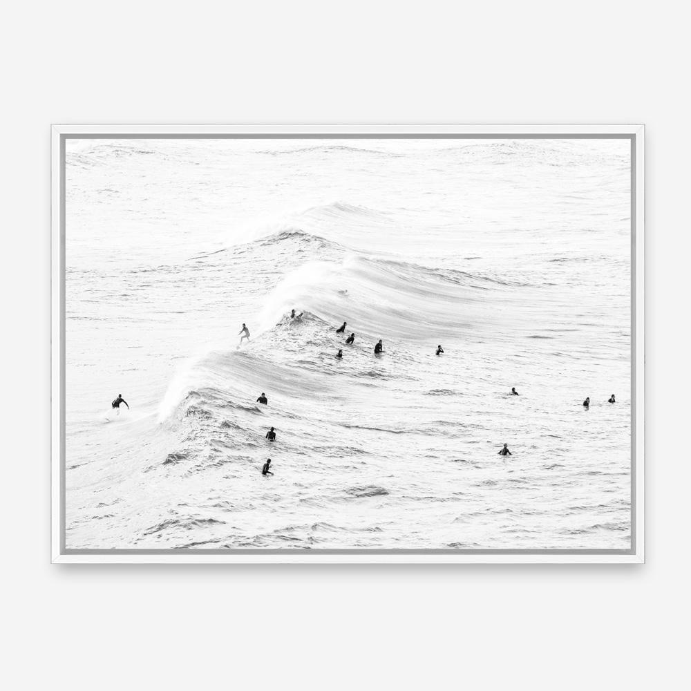 Shop Surf Swell B&W Photo Canvas Print a coastal themed photography framed stretched canvas print from The Print Emporium wall artwork collection - Buy Australian made prints for the home and your interior decor space, TPE-1161-CA-35X46-NF
