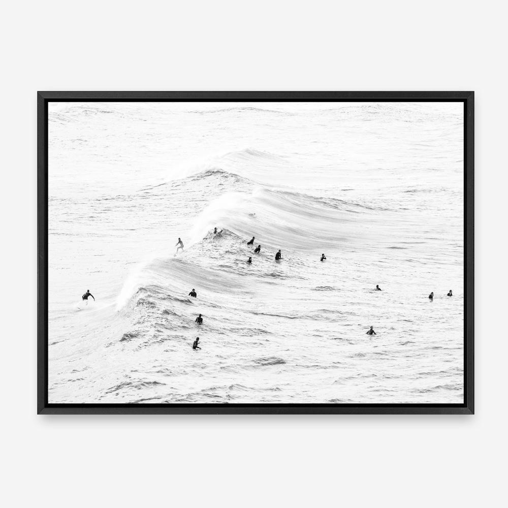 Shop Surf Swell B&W Photo Canvas Print a coastal themed photography framed stretched canvas print from The Print Emporium wall artwork collection - Buy Australian made prints for the home and your interior decor space, TPE-1161-CA-35X46-NF