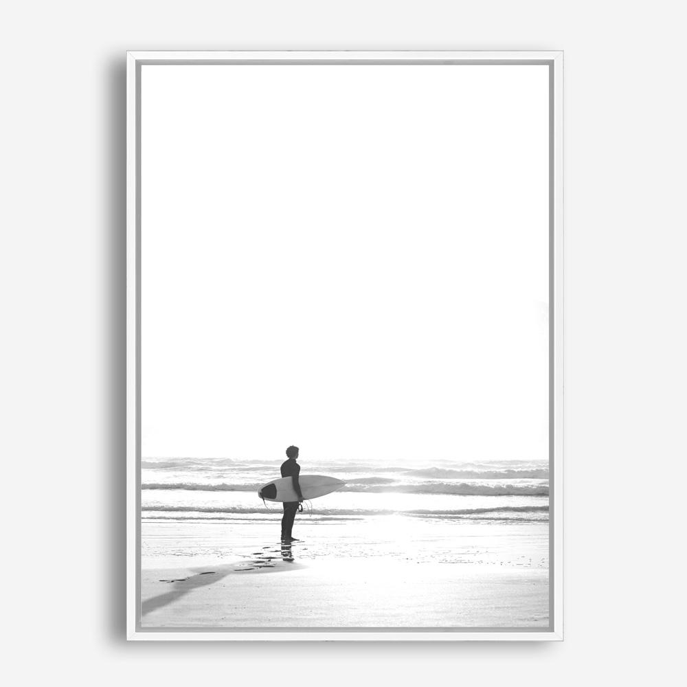 Shop Surfer On The Sand Photo Canvas Print a coastal themed photography framed stretched canvas print from The Print Emporium wall artwork collection - Buy Australian made prints for the home and your interior decor space, TPE-1064-CA-35X46-NF