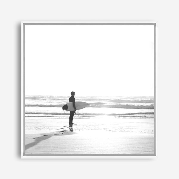Shop Surfer On The Sand (Square) Photo Canvas a coastal themed photography framed stretched canvas print from The Print Emporium wall artwork collection - Buy Australian made prints for the home and your interior decor space, TPE-1071-CA-40X40-NF
