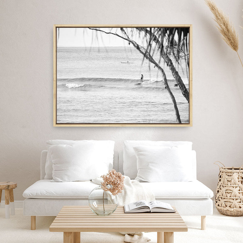 Shop Surfing At Noosa Photo Canvas Print a coastal themed photography framed stretched canvas print from The Print Emporium wall artwork collection - Buy Australian made prints for the home and your interior decor space, TPE-1228-CA-35X46-NF