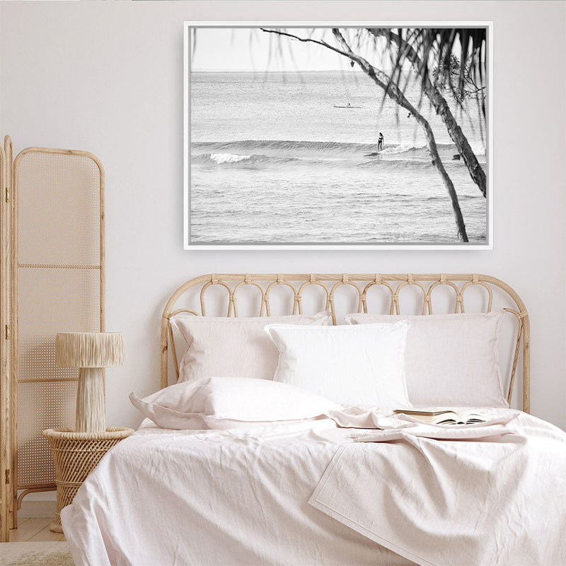 Shop Surfing At Noosa Photo Canvas Print a coastal themed photography framed stretched canvas print from The Print Emporium wall artwork collection - Buy Australian made prints for the home and your interior decor space, TPE-1228-CA-35X46-NF