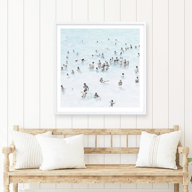Shop Swimmers (Square) Art Print a coastal themed painted wall art print from The Print Emporium wall artwork collection - Buy Australian made fine art painting style poster and framed prints for the home and your interior decor room, TPE-319-AP