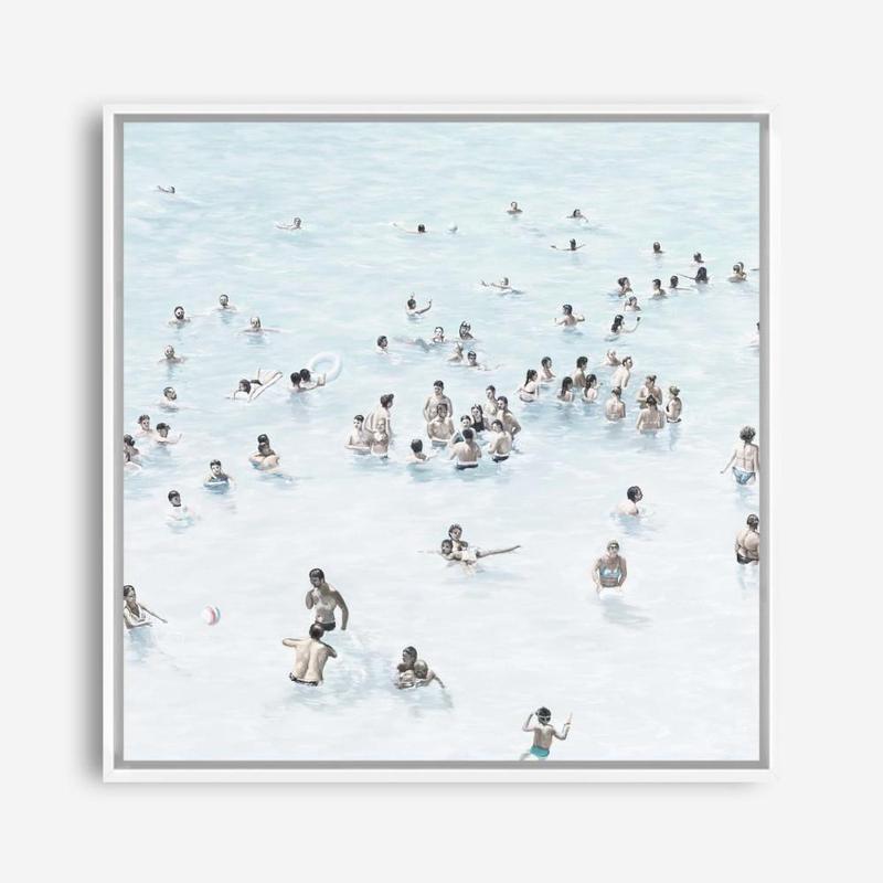 Shop Swimmers (Square) Canvas Print a coastal themed painted framed canvas wall art print from The Print Emporium artwork collection - Buy Australian made fine art painting style stretched canvas prints for the home and your interior decor space, TPE-319-CA-40X40-NF