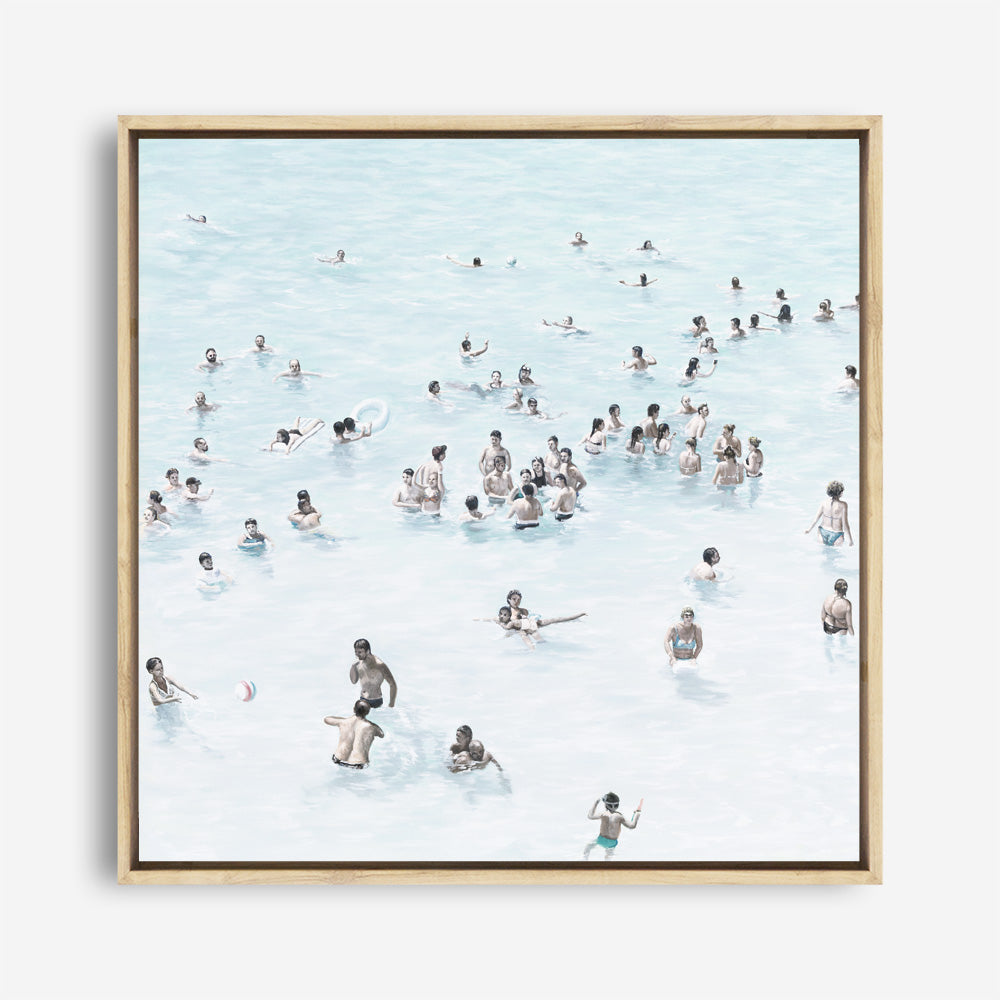 Shop Swimmers (Square) Canvas Print a coastal themed painted framed canvas wall art print from The Print Emporium artwork collection - Buy Australian made fine art painting style stretched canvas prints for the home and your interior decor space, TPE-319-CA-40X40-NF