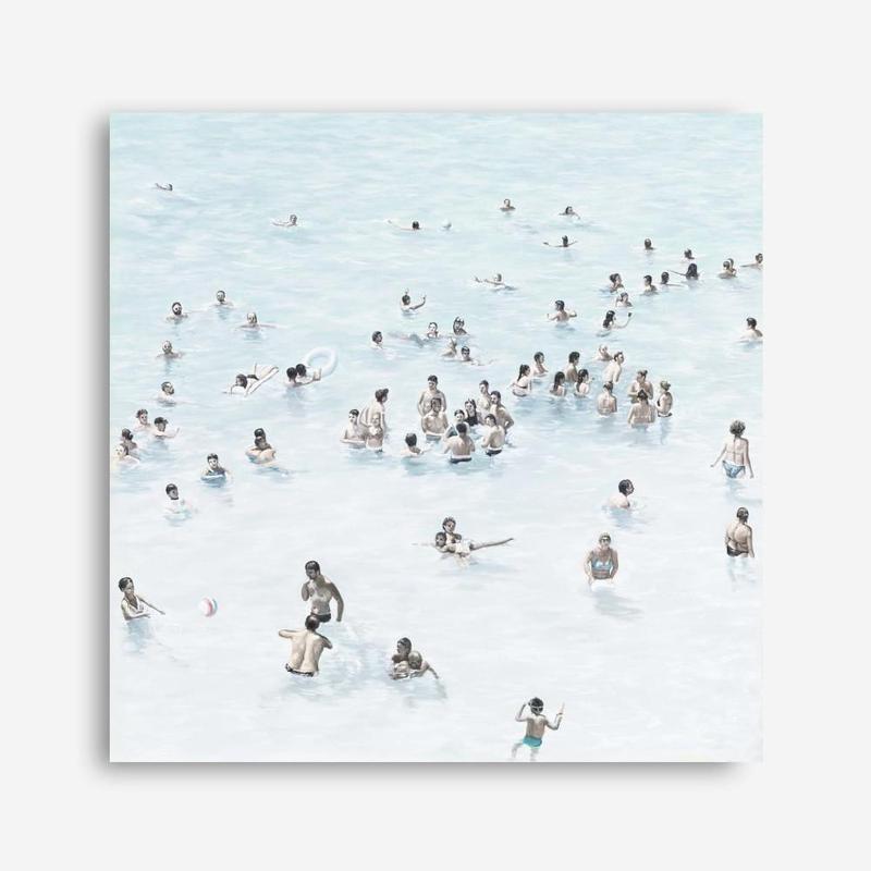 Shop Swimmers (Square) Canvas Print a coastal themed painted framed canvas wall art print from The Print Emporium artwork collection - Buy Australian made fine art painting style stretched canvas prints for the home and your interior decor space, TPE-319-CA-40X40-NF