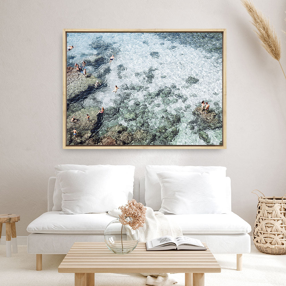 Shop Swimming in Puglia Photo Canvas Print a coastal themed photography framed stretched canvas print from The Print Emporium wall artwork collection - Buy Australian made prints for the home and your interior decor space, TPE-1222-CA-35X46-NF