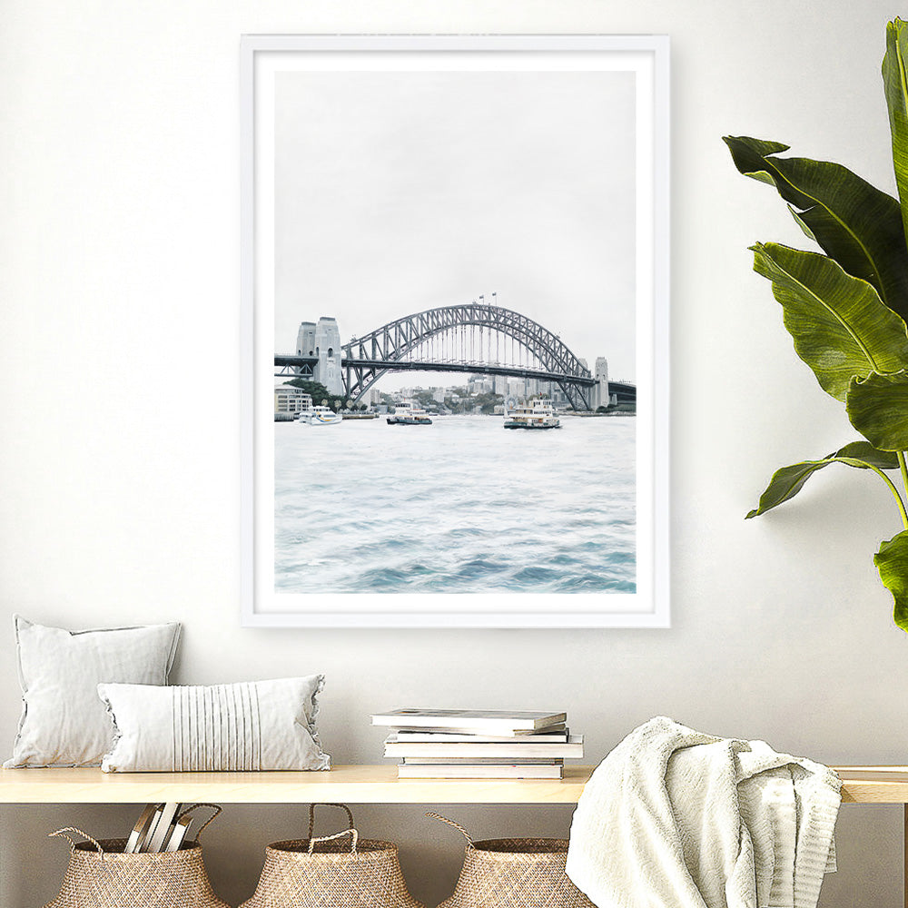 Shop Sydney Harbour Bridge Art Print a coastal themed painted wall art print from The Print Emporium wall artwork collection - Buy Australian made fine art painting style poster and framed prints for the home and your interior decor room, TPE-755-AP