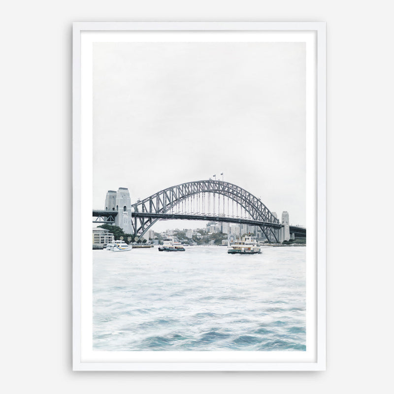 Shop Sydney Harbour Bridge Art Print a coastal themed painted wall art print from The Print Emporium wall artwork collection - Buy Australian made fine art painting style poster and framed prints for the home and your interior decor room, TPE-755-AP