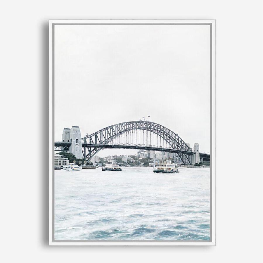 Shop Sydney Harbour Bridge Canvas Print a coastal themed painted framed canvas wall art print from The Print Emporium artwork collection - Buy Australian made fine art painting style stretched canvas prints for the home and your interior decor space, TPE-755-CA-35X46-NF
