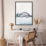 Shop Sydney Harbour Bridge Canvas Print a coastal themed painted framed canvas wall art print from The Print Emporium artwork collection - Buy Australian made fine art painting style stretched canvas prints for the home and your interior decor space, TPE-755-CA-35X46-NF