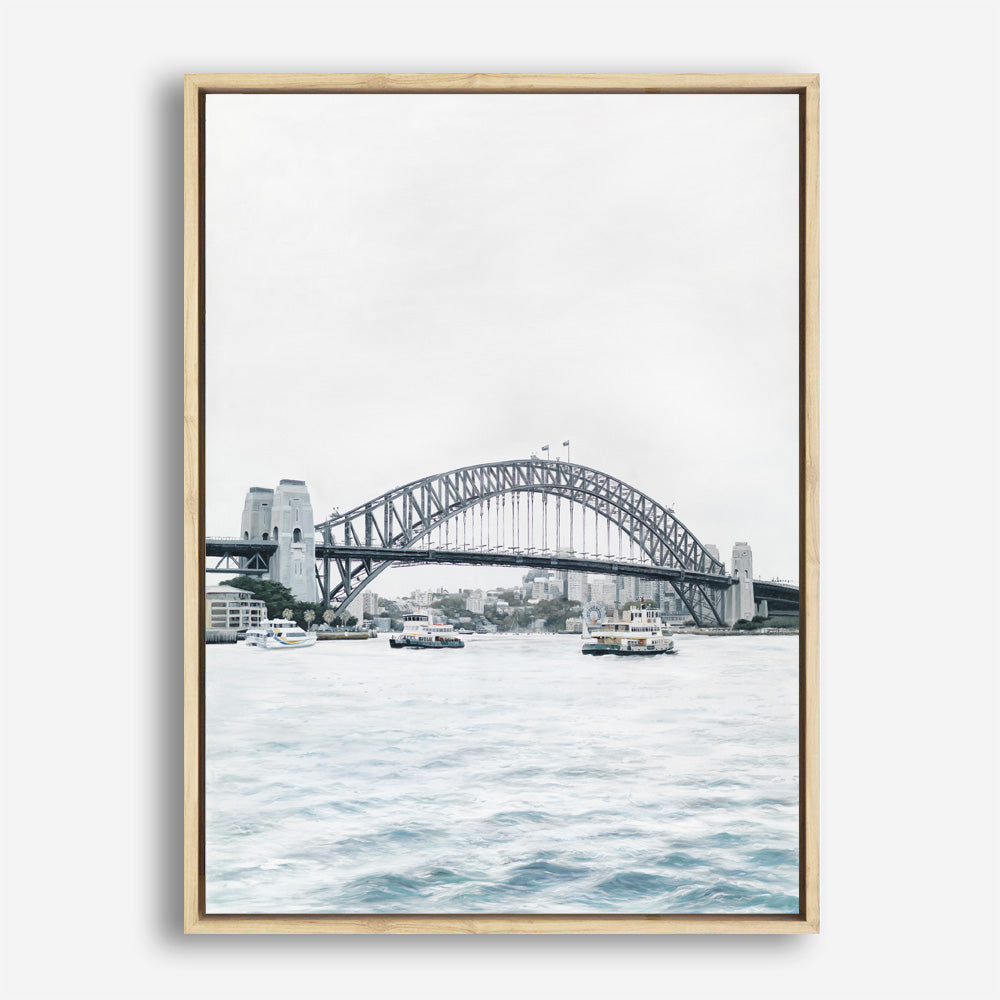 Shop Sydney Harbour Bridge Canvas Print a coastal themed painted framed canvas wall art print from The Print Emporium artwork collection - Buy Australian made fine art painting style stretched canvas prints for the home and your interior decor space, TPE-755-CA-35X46-NF