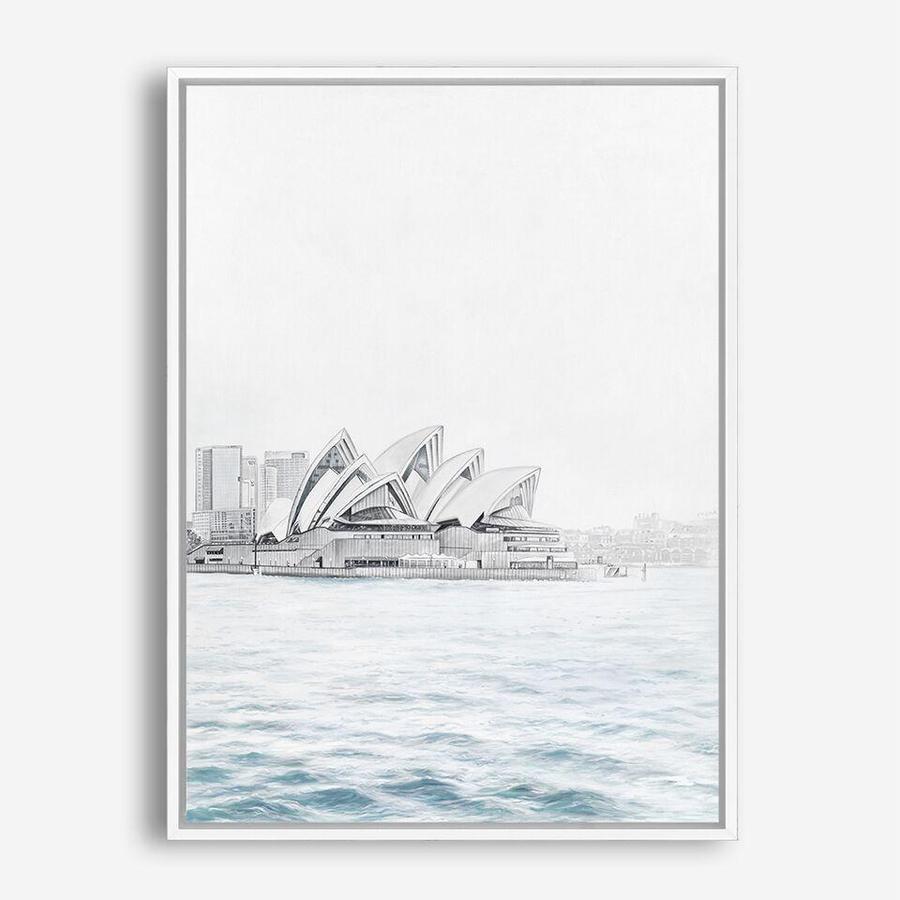 Shop Sydney Opera House Canvas Print a coastal themed painted framed canvas wall art print from The Print Emporium artwork collection - Buy Australian made fine art painting style stretched canvas prints for the home and your interior decor space, TPE-754-CA-35X46-NF