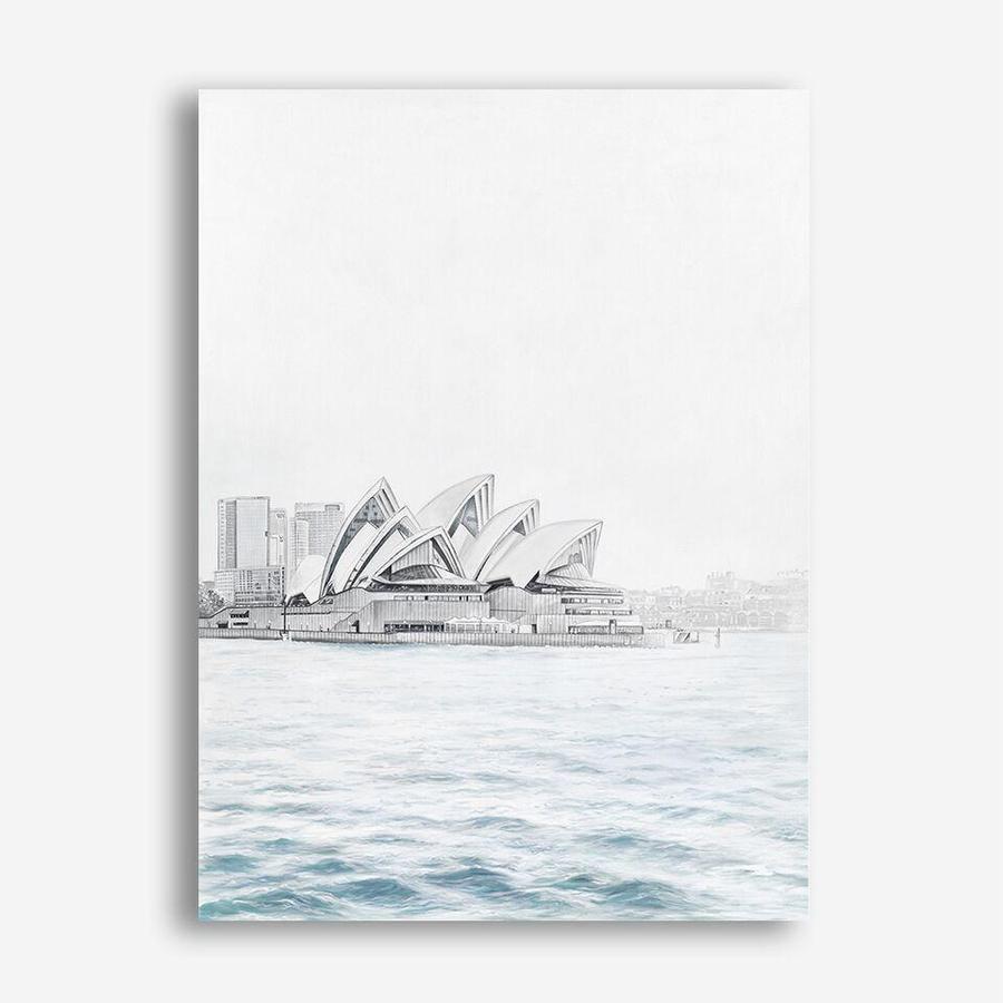 Shop Sydney Opera House Canvas Print a coastal themed painted framed canvas wall art print from The Print Emporium artwork collection - Buy Australian made fine art painting style stretched canvas prints for the home and your interior decor space, TPE-754-CA-35X46-NF