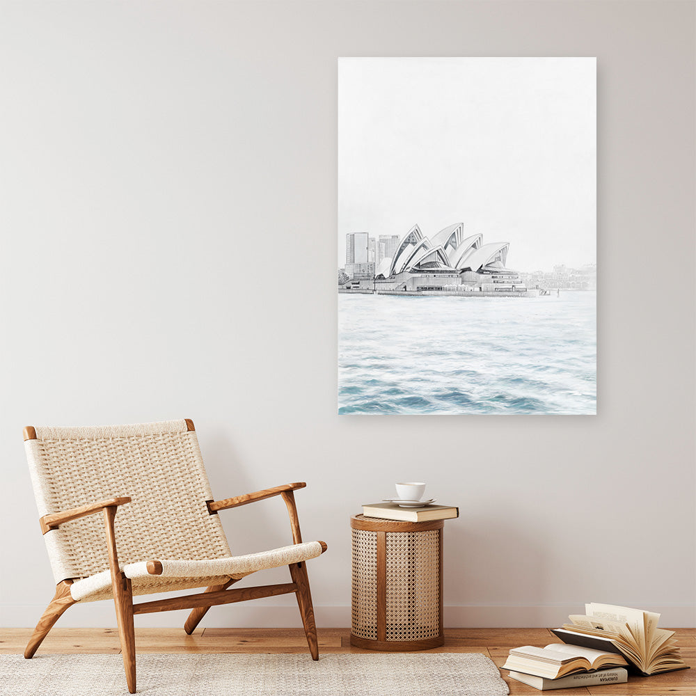 Shop Sydney Opera House Canvas Print a coastal themed painted framed canvas wall art print from The Print Emporium artwork collection - Buy Australian made fine art painting style stretched canvas prints for the home and your interior decor space, TPE-754-CA-35X46-NF