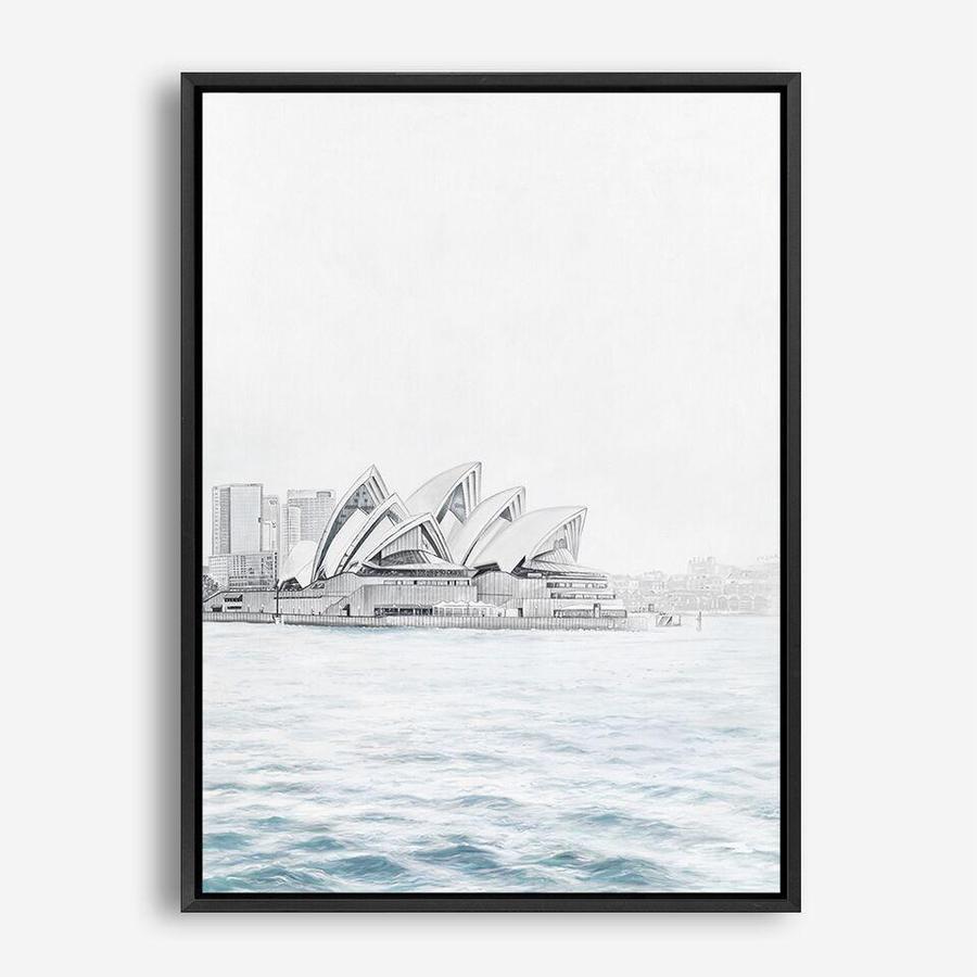 Shop Sydney Opera House Canvas Print a coastal themed painted framed canvas wall art print from The Print Emporium artwork collection - Buy Australian made fine art painting style stretched canvas prints for the home and your interior decor space, TPE-754-CA-35X46-NF