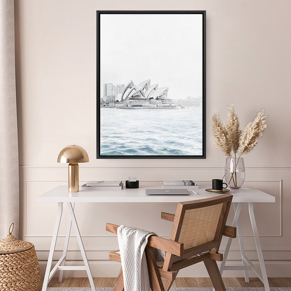 Shop Sydney Opera House Canvas Print a coastal themed painted framed canvas wall art print from The Print Emporium artwork collection - Buy Australian made fine art painting style stretched canvas prints for the home and your interior decor space, TPE-754-CA-35X46-NF
