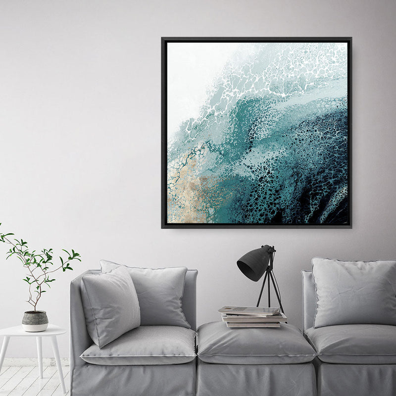 Shop Teal Aisa Teal Version (Square) Canvas Print a painted abstract themed framed canvas wall art print from The Print Emporium artwork collection - Buy Australian made fine art painting style stretched canvas prints for the home and your interior decor space, TPE-PC-HB007-CA-40X40-NF
