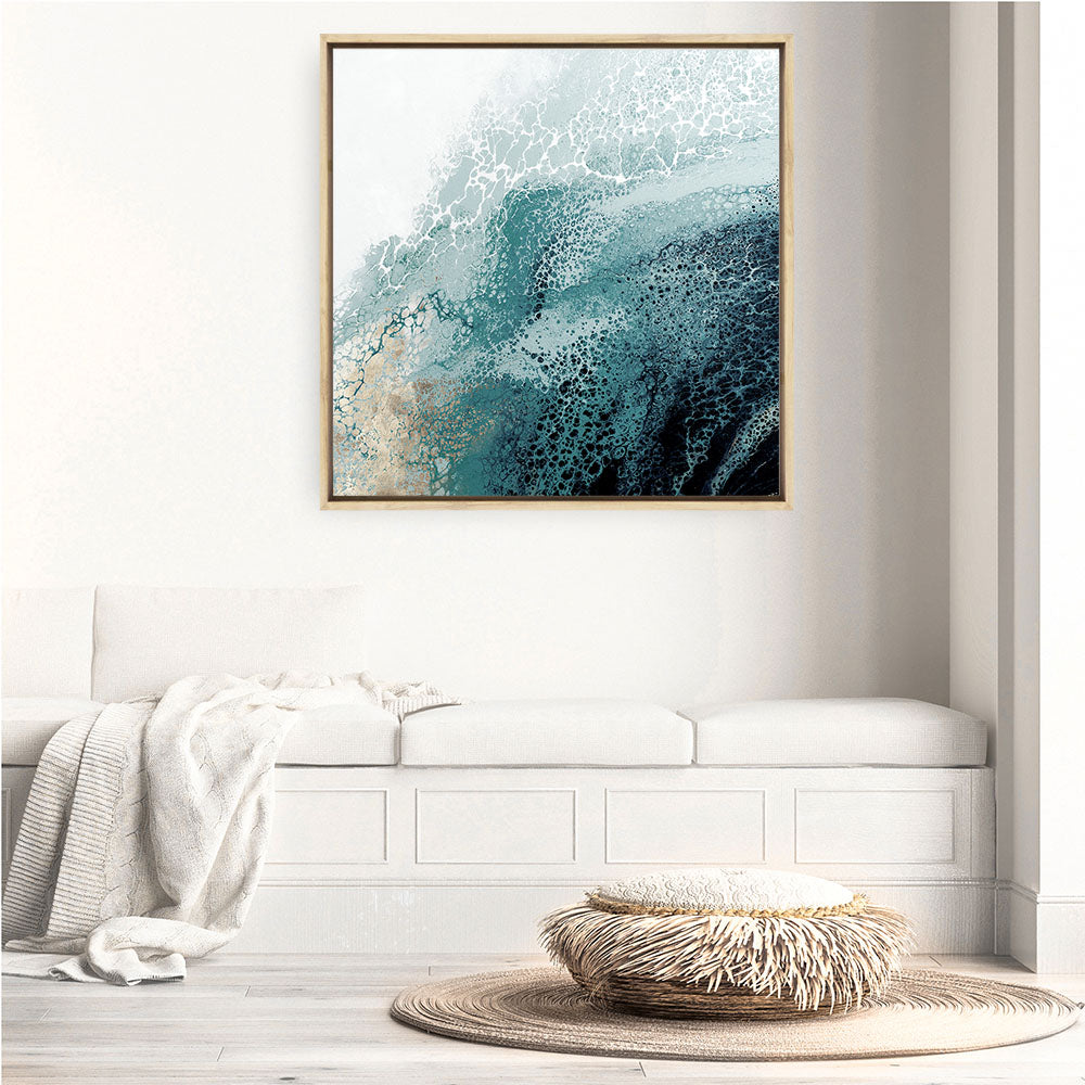 Shop Teal Aisa Teal Version (Square) Canvas Print a painted abstract themed framed canvas wall art print from The Print Emporium artwork collection - Buy Australian made fine art painting style stretched canvas prints for the home and your interior decor space, TPE-PC-HB007-CA-40X40-NF