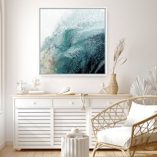 Shop Teal Aisa Teal Version (Square) Canvas Print a painted abstract themed framed canvas wall art print from The Print Emporium artwork collection - Buy Australian made fine art painting style stretched canvas prints for the home and your interior decor space, TPE-PC-HB007-CA-40X40-NF
