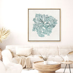 Shop Teal Coral I (Square) Canvas Print a painted style framed canvas wall art print from The Print Emporium artwork collection - Buy Australian made fine art painting style stretched canvas prints for the home and your interior decor space, TPE-PC-WL427-CA-40X40-NF