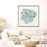 Shop Teal Coral I (Square) Canvas Print a painted style framed canvas wall art print from The Print Emporium artwork collection - Buy Australian made fine art painting style stretched canvas prints for the home and your interior decor space, TPE-PC-WL427-CA-40X40-NF