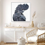 Shop Theo The Black Cockatoo (Square) Canvas Print a painted bird themed framed canvas wall art print from The Print Emporium artwork collection - Buy Australian made fine art painting style stretched canvas prints for the home and your interior decor space, TPE-336-CA-40X40-NF