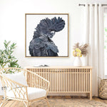 Shop Theo The Black Cockatoo (Square) Canvas Print a painted bird themed framed canvas wall art print from The Print Emporium artwork collection - Buy Australian made fine art painting style stretched canvas prints for the home and your interior decor space, TPE-336-CA-40X40-NF