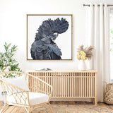 Shop Theo The Black Cockatoo (Square) Canvas Print a painted bird themed framed canvas wall art print from The Print Emporium artwork collection - Buy Australian made fine art painting style stretched canvas prints for the home and your interior decor space, TPE-336-CA-40X40-NF
