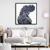 Shop Theo The Black Cockatoo (Square) Canvas Print a painted bird themed framed canvas wall art print from The Print Emporium artwork collection - Buy Australian made fine art painting style stretched canvas prints for the home and your interior decor space, TPE-336-CA-40X40-NF