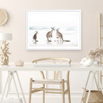 Shop Three Kangaroos Photo Art Print a coastal themed photography wall art print from The Print Emporium wall artwork collection - Buy Australian made fine art poster and framed prints for the home and your interior decor, TPE-907-AP