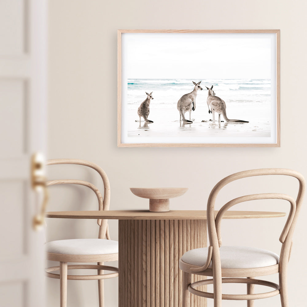 Shop Three Kangaroos Photo Art Print a coastal themed photography wall art print from The Print Emporium wall artwork collection - Buy Australian made fine art poster and framed prints for the home and your interior decor, TPE-907-AP