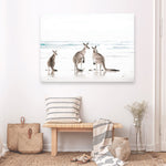 Shop Three Kangaroos Photo Canvas Print a coastal themed photography framed stretched canvas print from The Print Emporium wall artwork collection - Buy Australian made prints for the home and your interior decor space, TPE-907-CA-35X46-NF