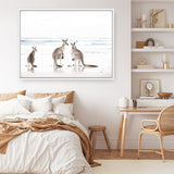 Shop Three Kangaroos Photo Canvas Print a coastal themed photography framed stretched canvas print from The Print Emporium wall artwork collection - Buy Australian made prints for the home and your interior decor space, TPE-907-CA-35X46-NF