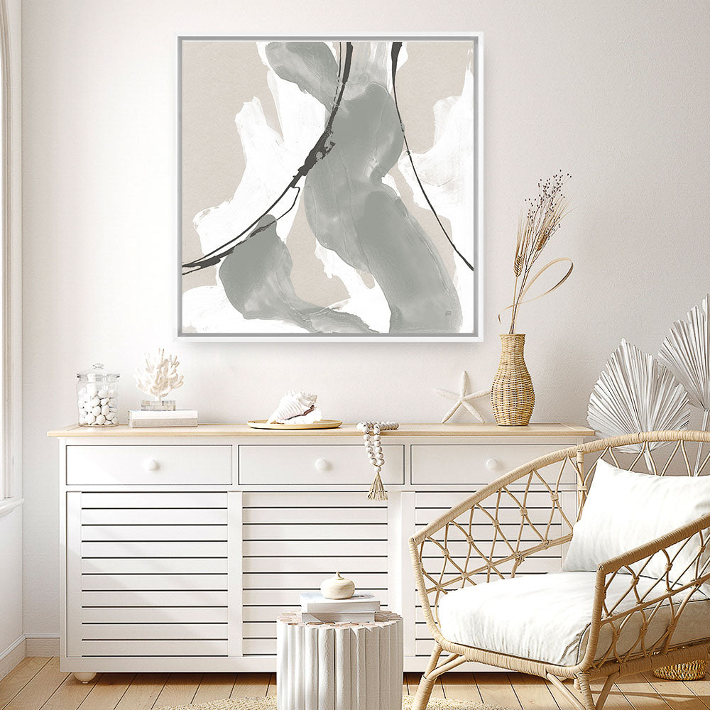 Shop Touch of Gray II (Square) Canvas Print a painted abstract themed framed canvas wall art print from The Print Emporium artwork collection - Buy Australian made fine art painting style stretched canvas prints for the home and your interior decor space, TPE-WA-75156-CA-40X40-NF