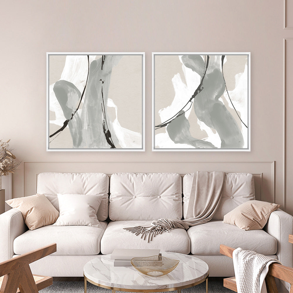 Shop Touch of Gray II (Square) Canvas Print a painted abstract themed framed canvas wall art print from The Print Emporium artwork collection - Buy Australian made fine art painting style stretched canvas prints for the home and your interior decor space, TPE-WA-75156-CA-40X40-NF