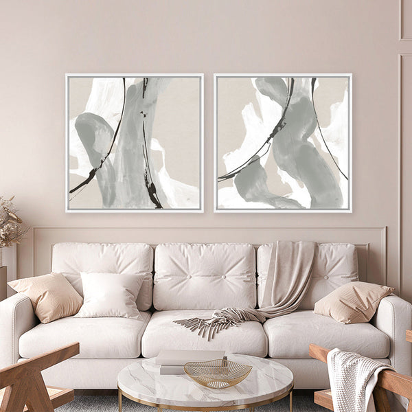Shop Touch of Gray IV (Square) Canvas Print a painted abstract themed framed canvas wall art print from The Print Emporium artwork collection - Buy Australian made fine art painting style stretched canvas prints for the home and your interior decor space, TPE-WA-75158-CA-40X40-NF